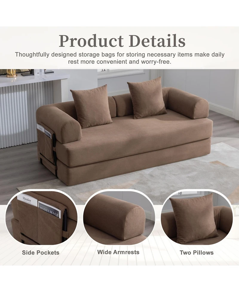 Streamdale Furniture Streamdale Foldable & Compressible Sofa with Metal Frame for Small Spaces