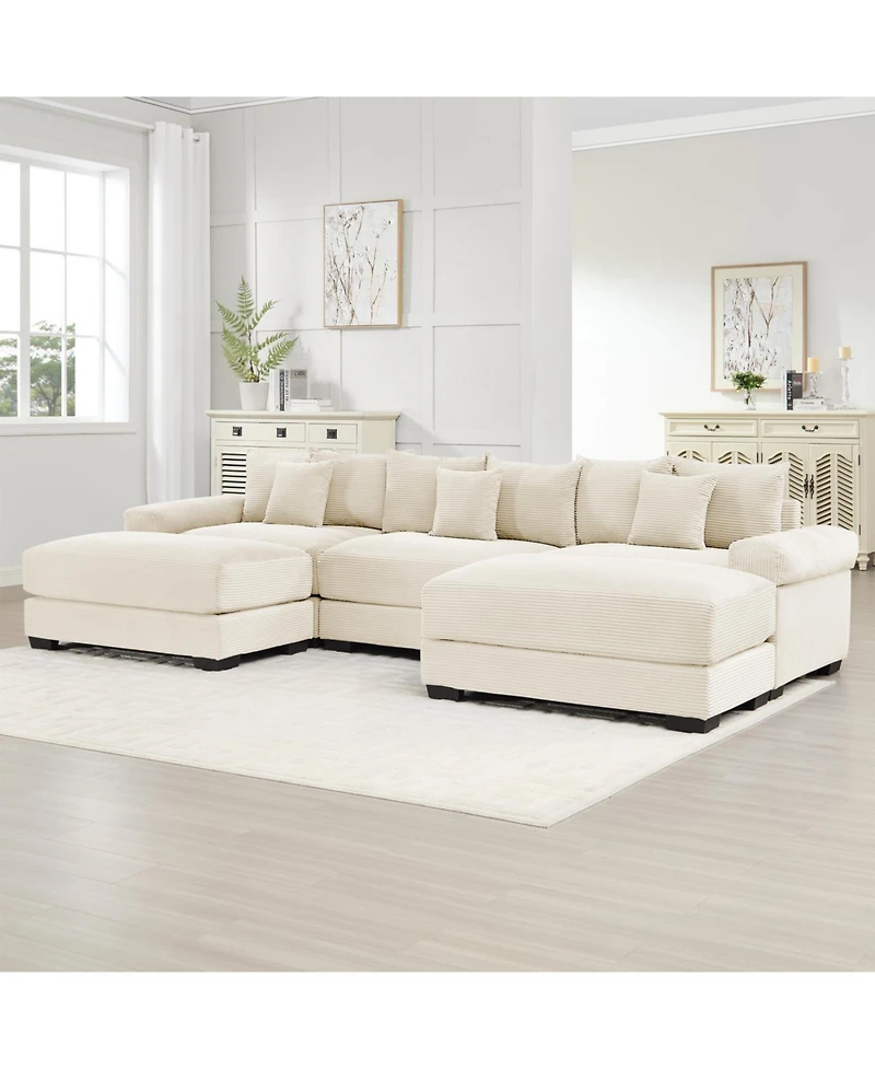 Streamdale Furniture Streamdale Oversized Cloud Modular Sectional Couch, Premium Corduroy, Cream