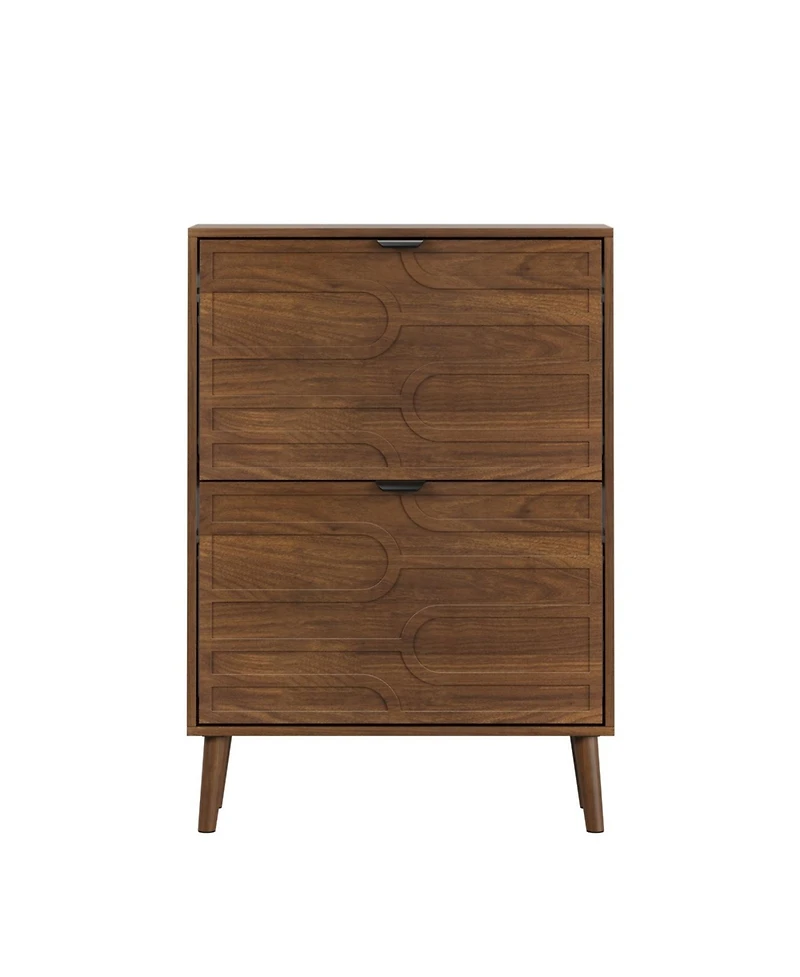 Streamdale Furniture Medieval Modern Independent Shoe Cabinet, Walnut Shoe Storage Cabinet, Fence Shoe Cabinet