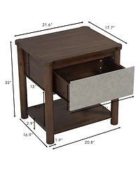 Streamdale Furniture Wood Nightstand, Modern Bedside Table with Drawer (Set of 2