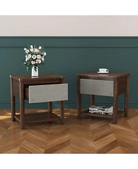 Streamdale Furniture Wood Nightstand, Modern Bedside Table with Drawer (Set of 2