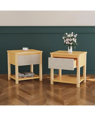 Streamdale Furniture Streamdale Wood Nightstand, Modern Bedside Table with Drawer (Set of 2