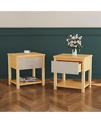 Streamdale Furniture Streamdale Wood Nightstand, Modern Bedside Table with Drawer (Set of 2