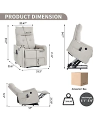 Streamdale Furniture Beige Chenille Power Lift Recliner Chair with Massage & Heat for Elderly