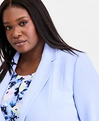 Plus Seamed Crepe One-Button Blazer