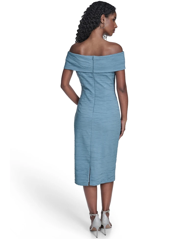 Jessica Howard Women's Off-The-Shoulder Midi Cocktail Dress