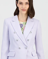 Tahari Asl Women's Twill Peak-Lapel Faux-Double Breasted Blazer