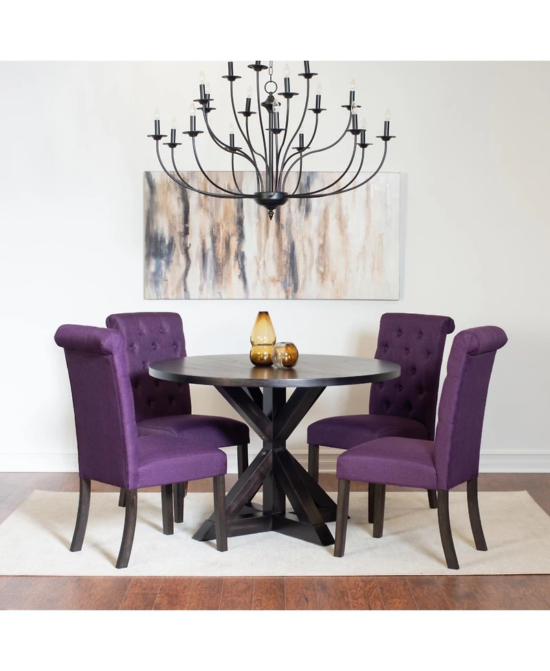 Streamdale Furniture 35" Round Dining Table & 4 Chairs Set - Mid-Century Modern Glass Top