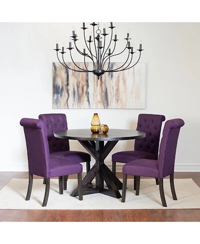 Streamdale Furniture 35" Round Dining Table & 4 Chairs Set - Mid-Century Modern Glass Top