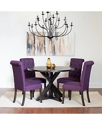 Streamdale Furniture 35" Round Dining Table & 4 Chairs Set - Mid-Century Modern Glass Top