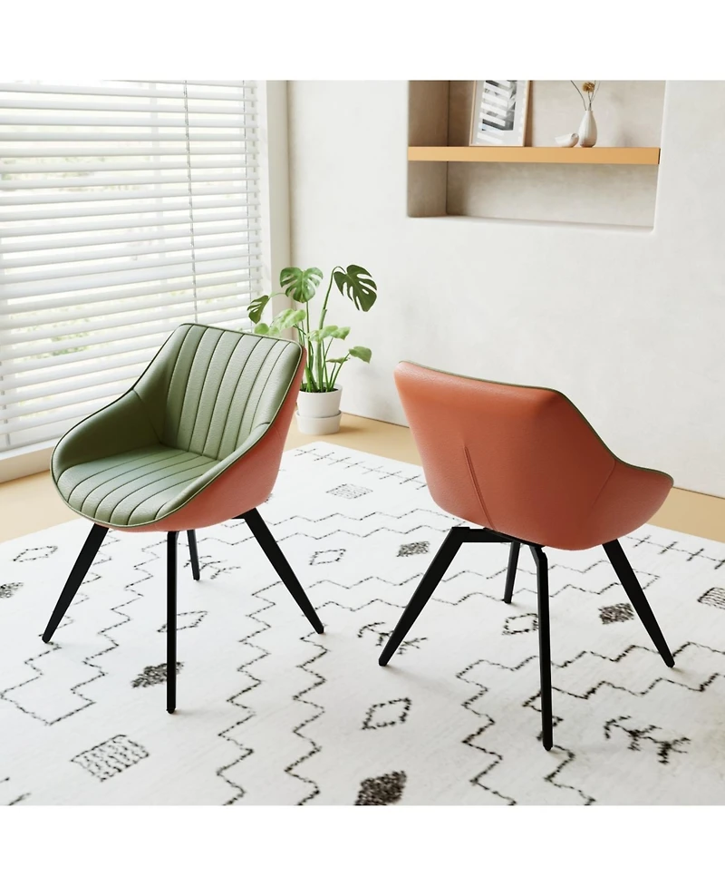 Streamdale Furniture Mdf Modern Round Coffee Table & 2 Pu Dining Chairs Set