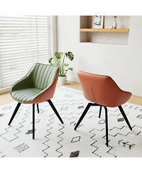 Streamdale Furniture Mdf Modern Round Coffee Table & 2 Pu Dining Chairs Set