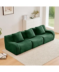 Streamdale Furniture Boneless Sofa, 3 Seat Teddy Fabric, Anti-Slip, Curved Armrests