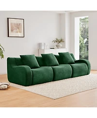 Streamdale Furniture Boneless Sofa, 3 Seat Teddy Fabric, Anti-Slip, Curved Armrests