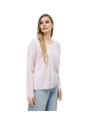 Bellemere New York Women's Brushed Silk Cashmere V-Neck Sweater