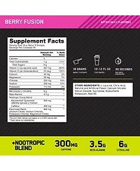 Optimum Nutrition, Pre-Workout Amped Powder, Berry Fusion, High Stim, Sugar-Free, Caffeine, 20 Servings