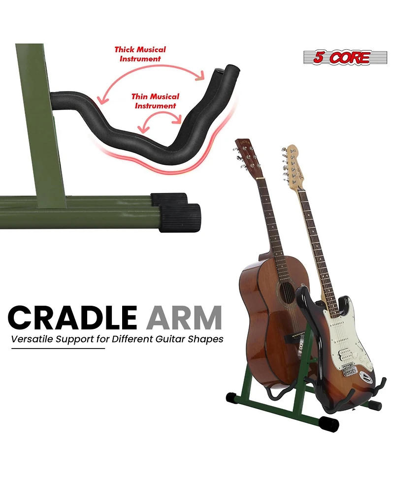 5 Core Double Guitar Stand Floor Adjustable A Frame Folding Acoustic Electric Guitars Holder Stands Gss 2N1 Pgr