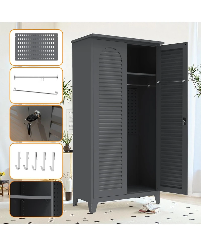 Streamdale Furniture 73" Tall Metal Tool Storage Cabinet with Ample Storage for Garage, Warehouse, Garden, Office, Bath