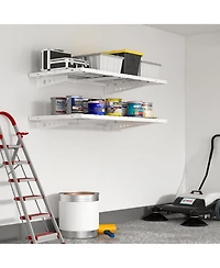 Fleximounts BR24-e 24 Deep × 48 Wide Heavy-Duty Wall Shelf with Brackets (White) 2-Pack