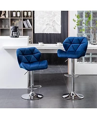 Streamdale Furniture Breni Velvet Diamond Tufted Swivel Adjustable Height Barstool