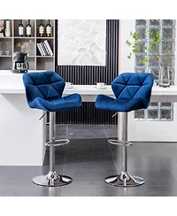 Streamdale Furniture Breni Velvet Diamond Tufted Swivel Adjustable Height Barstool