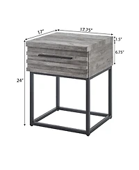 Streamdale Furniture Astral 3-Piece Bedroom Set: Tufted Wingback Bed & Two Gray Nightstands