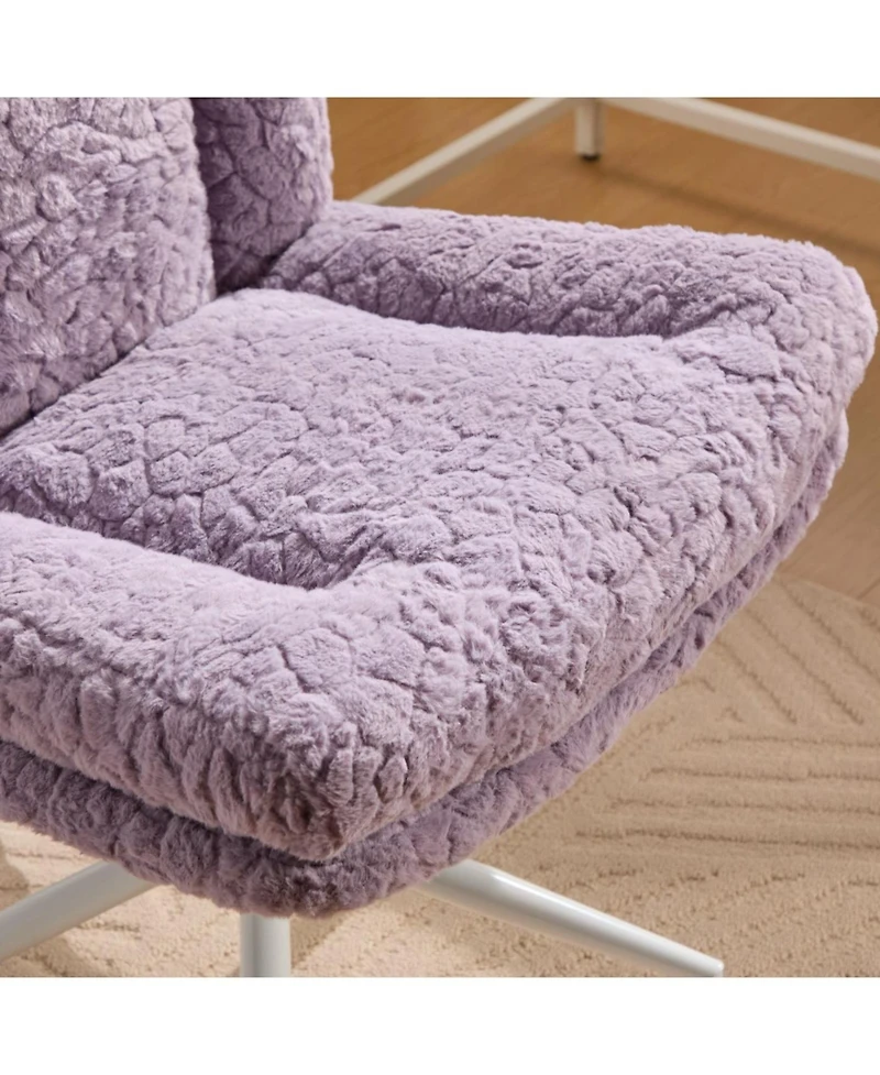 Streamdale Furniture Rabbit Hair Office Chair with Metal Base
