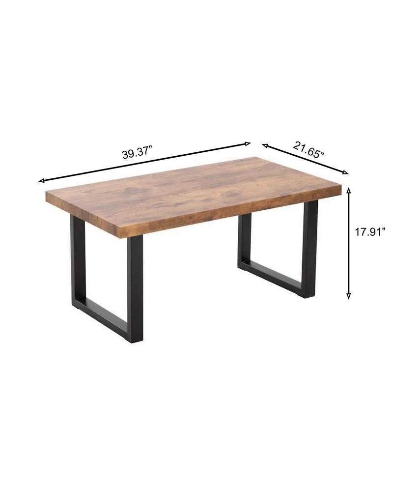 Streamdale Furniture Mdf Coffee Table, Small Tea Table, Walnut with Metal Legs Sofa Table