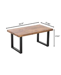 Streamdale Furniture Mdf Coffee Table, Small Tea Table, Walnut with Metal Legs Sofa Table
