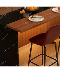 Streamdale Furniture Marble Kitchen Island with Led Lighting & Grille Details