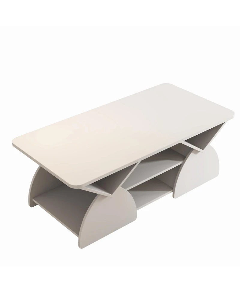 Streamdale Furniture Engineered Wood Rounded Corner Rectangular Coffee Table with Storage