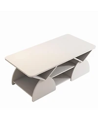 Streamdale Furniture Engineered Wood Rounded Corner Rectangular Coffee Table with Storage