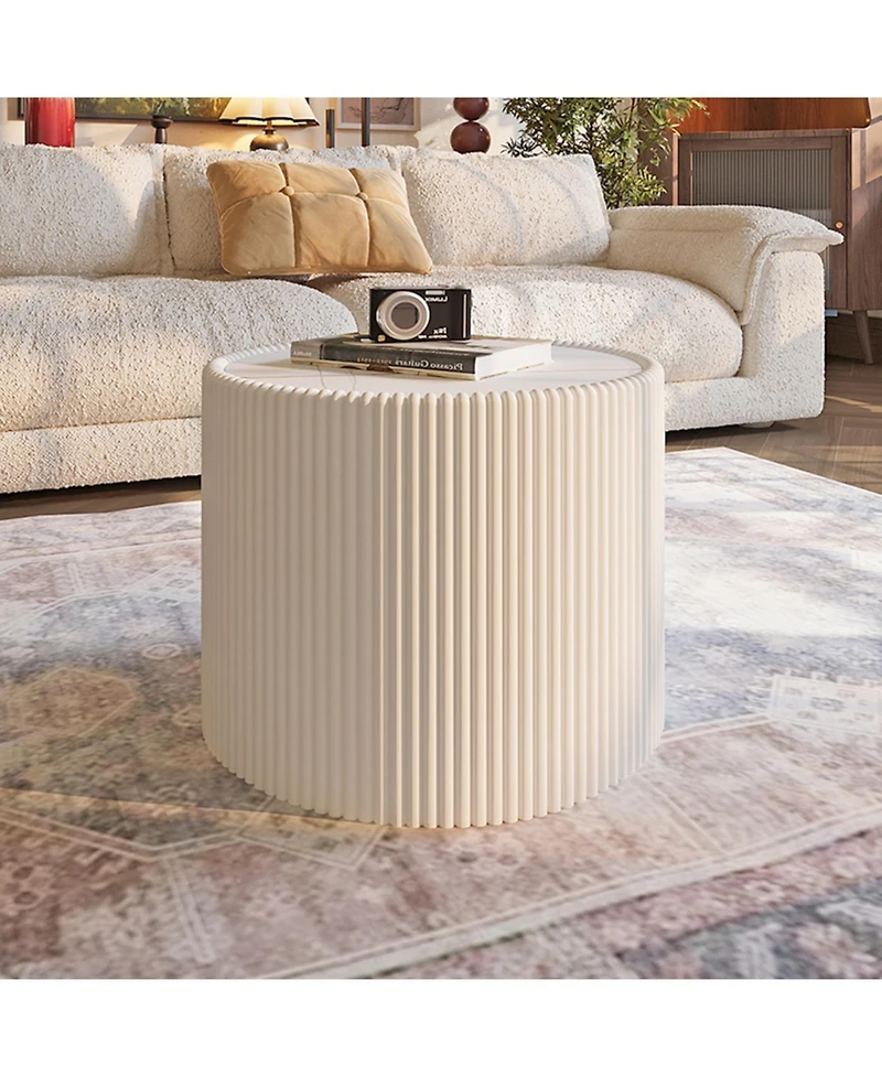 Streamdale Furniture Light Slate Leather End Sofa Table for Living Room