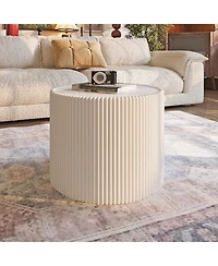 Streamdale Furniture Light Slate Leather End Sofa Table for Living Room