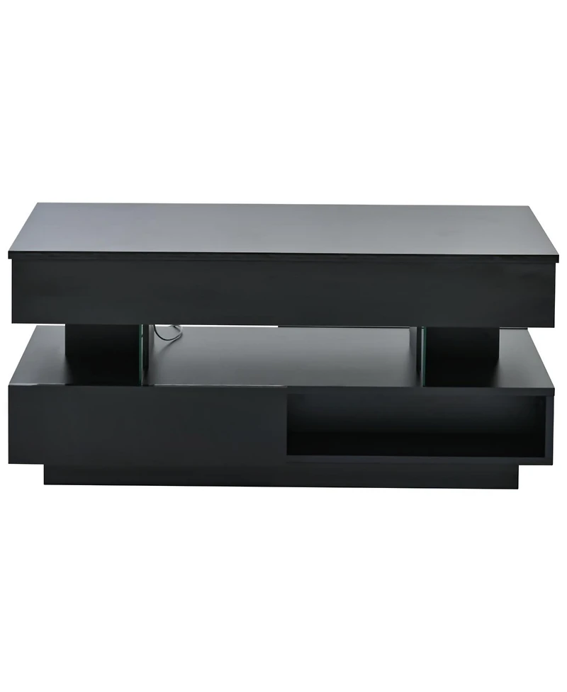Streamdale Furniture Lift Top Coffee Table with Hidden Storage & Led Lights