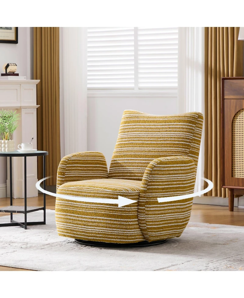 Streamdale Furniture Modern 360 Swivel Leisure Chair with Striped Armrest