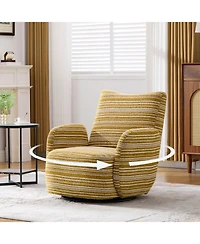 Streamdale Furniture Modern 360 Swivel Leisure Chair with Striped Armrest