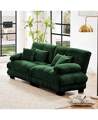 Streamdale Furniture Streamdale Cloud Couch 2 Seater Sofa, Chenille Green with 4 Lumbar/Throw Pillows