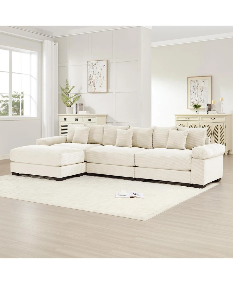 Streamdale Furniture Streamdale Oversized Cloud Modular L-Shape Sectional Couch, Cream