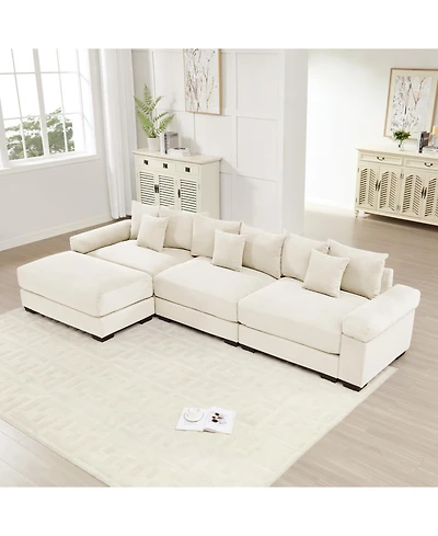Streamdale Furniture Streamdale Oversized Cloud Modular L-Shape Sectional Couch, Cream