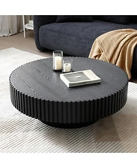 Streamdale Furniture Nestling Round Wood Coffee Table, Modern Living Room Table, Black