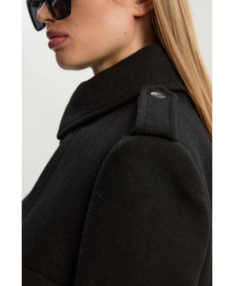 Karen Millen Women's Wool Mix Belted Trench Maxi Coat