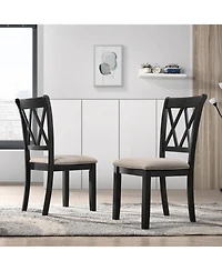 Streamdale Furniture 7-Piece Dining Set, Hairpin Dining Table with 6 Cross-back Chairs, Rich Black