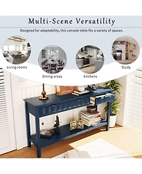 Streamdale Furniture 60" Fir Veneer Entryway Table with Honeycomb Fronts & 3 Drawers