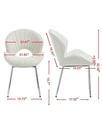 Streamdale Furniture Streamdale Modern Design Chair, White Velvet, Set of 2