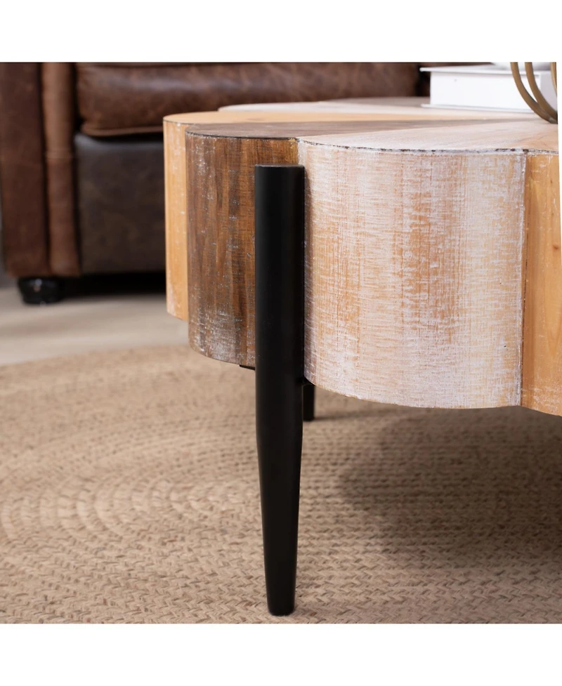 Streamdale Furniture Diameter Rustic Flower-Shaped Wood Coffee Table with Metal Legs