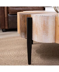 Streamdale Furniture Diameter Rustic Flower-Shaped Wood Coffee Table with Metal Legs