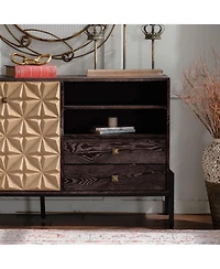 Streamdale Furniture Solid Wood Sideboard with Geometric Pattern, 2 Doors, 2 Drawers