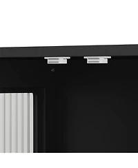 Streamdale Furniture Bathroom Wall Cabinet, 3-Door Wooden Cabinet with Open/Hidden Storage, Black