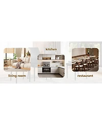 Streamdale Furniture Set of 4 Gold & White Dining Chairs, 37" High, Ergonomic Pu Backrest